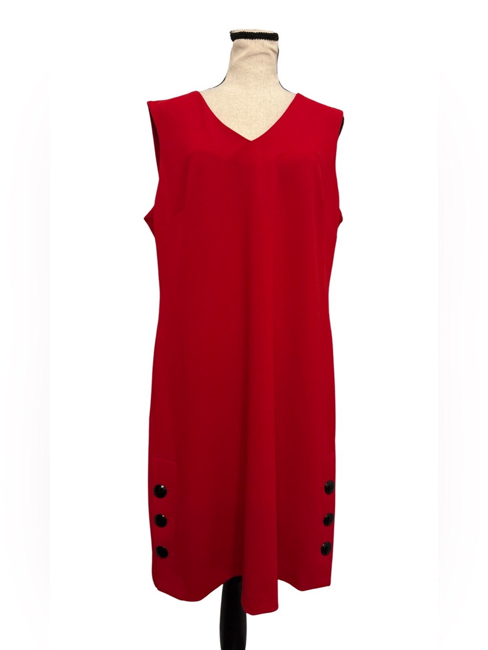 Calvin Klein Red V Neck Shift Dress Sleeveless Tunic Dress Size 14 NWT